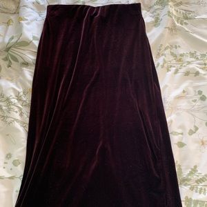 velvet maxi skirt